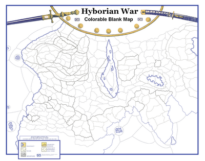 The Hyborian War wall map that players use to play the game with.