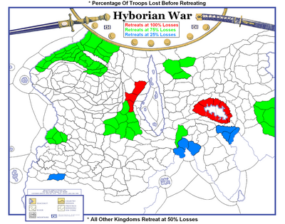 The Hyborian War wall map that players use to play the game with.
